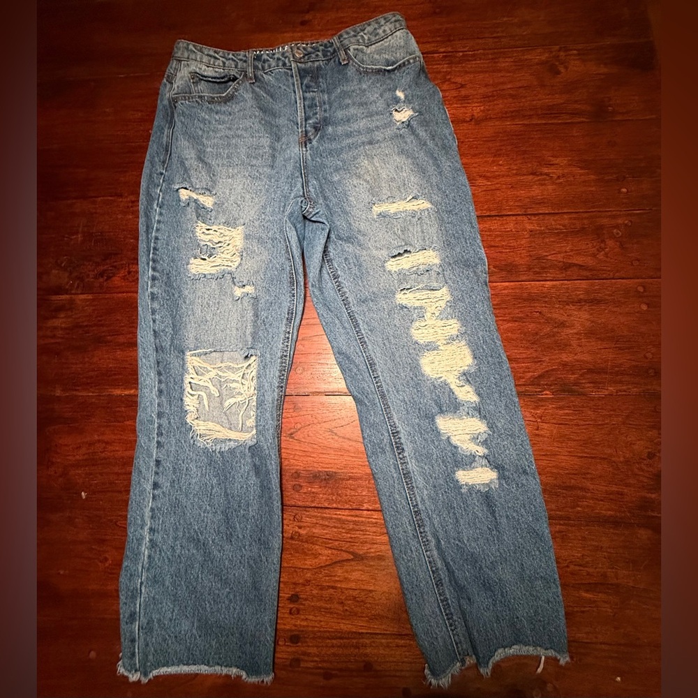 Vanilla Star 90s Boyfriend Jeans Distressed High Rise Button Fly Size 13 - Picture 14 of 14